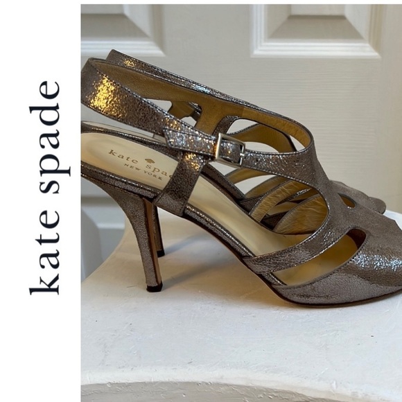 kate spade Shoes - Kate Spade Metallic Strappy Sandal Heels 8.5
